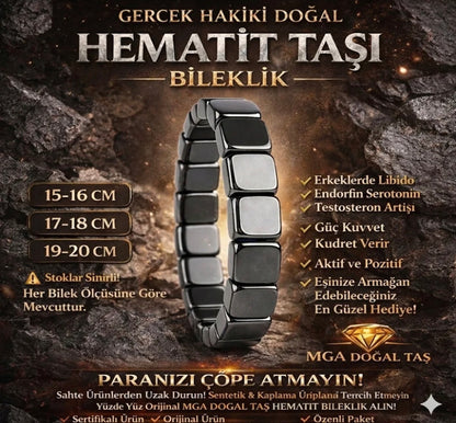 Westraion Geometric: Kare Kesim Doğal Hematit Bileklik
